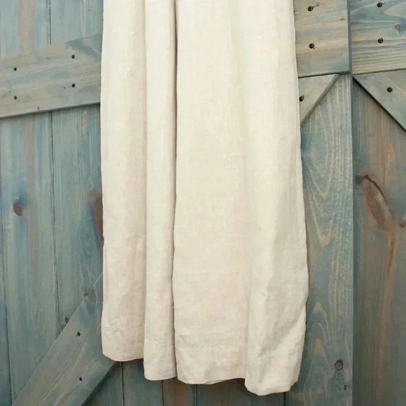 Khaki 100% Linen Cropped Jumpsuit Tan Romper Size Small Anthropologie - Picture 4 of 9